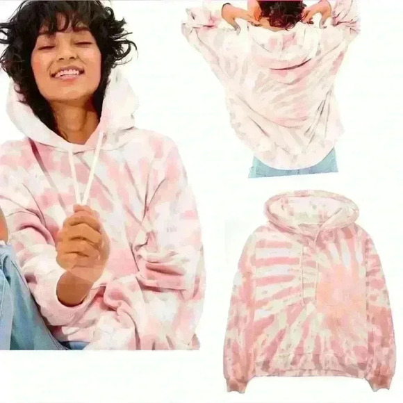 American eagle 1566 Ki Classic Hi Low Hoodie Multicolor Pink Size XS oversized - Picture 1 of 11